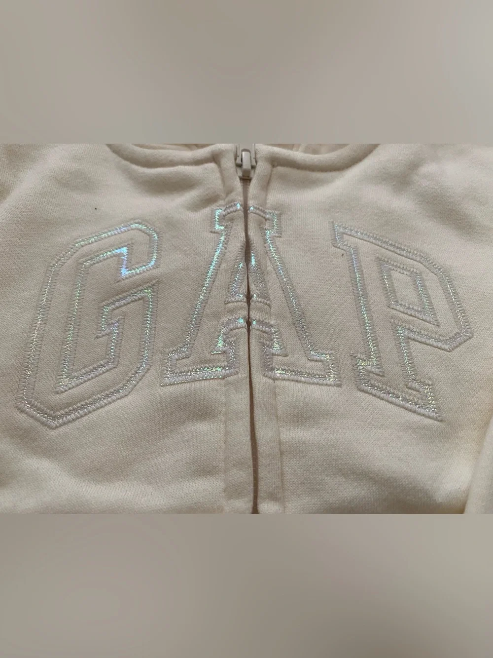 GAP Cream Hooded Zip-Up Sweatshirt for Kids
